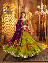 Green Full Flaire Lehenga with Designer Blouse and Dupatta